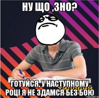 ну що ,зно? готуйся, у наступному році я не здамся без бою