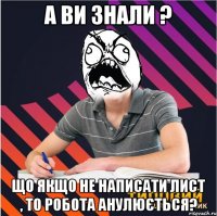 а ви знали ? що якщо не написати лист , то робота анулюється?