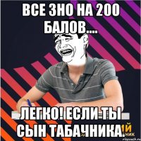 все зно на 200 балов.... легко! если ты сын табачника.