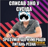 списав зно у сусіда зрозумів що нумерація питань різна