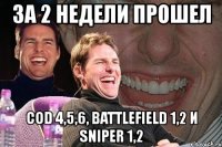 за 2 недели прошел cod 4,5,6, battlefield 1,2 и sniper 1,2