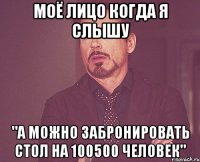 моё лицо когда я слышу "а можно забронировать стол на 100500 человек"