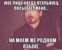 мое лицо когда итальянец посылает меня... .. на моем же родном языке.