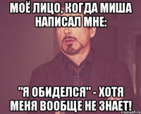 моё лицо, когда миша написал мне: "я обиделся" - хотя меня вообще не знает!