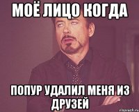 моё лицо когда попур удалил меня из друзей