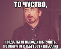 то чуство, когда ты не выходишь гулять, потому что к тебе гости пиехали!