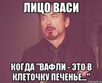 лицо васи когда "вафли - это в клеточку печенье..."