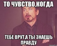 то чувство,когда тебе врут,а ты знаешь правду