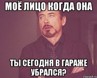 моё лицо когда она ты сегодня в гараже убрался?