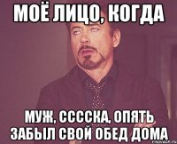 моё лицо, когда муж, сссска, опять забыл свой обед дома