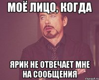 моё лицо, когда ярик не отвечает мне на сообщения