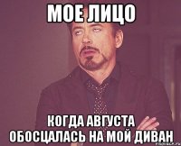 мое лицо когда августа обосцалась на мой диван