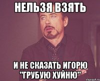 нельзя взять и не сказать игорю "грубую хуйню"