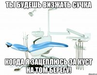 ты будешь визжать сучка когда я зацеплюсь за куст на том берегу!