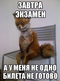 завтра экзамен а у меня не одно билета не готово