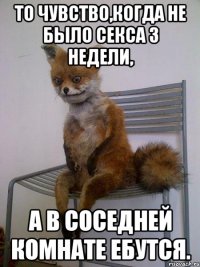 то чувство,когда не было секса 3 недели, а в соседней комнате ебутся.