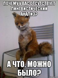 почему у вас отсутствует лингвистический анализ? а что, можно было?