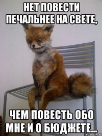 нет повести печальнее на свете, чем повесть обо мне и о бюджете...