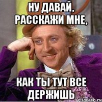 ну давай, расскажи мне, как ты тут все держишь