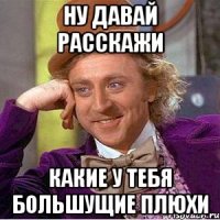 ну давай расскажи какие у тебя большущие плюхи