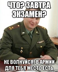 что? завтра экзамен? не волнуйся! в армии для тебя место есть