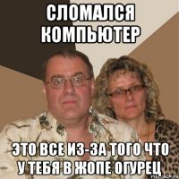 сломался компьютер это все из-за того что у тебя в жопе огурец