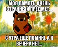 моя память очень странный предмет... с утра еще помню, а к вечеру нет...