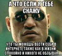 а что если я тебе скажу что ты можешь вести себя в интернете также как в жизни: спокойно и никого не обзывая