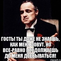 ГОСТЬ! ТЫ ДАЖЕ НЕ ЗНАЕШЬ, КАК МЕНЯ ЗОВУТ, НО ВСЕ-РАВНО ПРОДОЛЖАЕШЬ ДО МЕНЯ ДОЕБЫВАТЬСЯ!