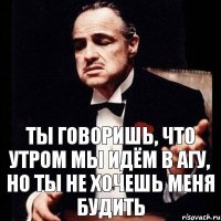 Ты говоришь, что утром мы идём в АГУ, но ты не хочешь меня будить