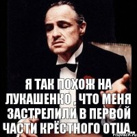 Я так похож на Лукашенко , что меня застрелили в первой части Крёстного отца..