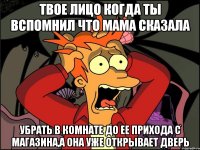 твое лицо когда ты вспомнил что мама сказала убрать в комнате до ее прихода с магазина,а она уже открывает дверь