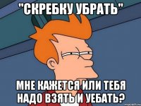 "скребку убрать" мне кажется или тебя надо взять и уебать?
