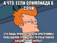 а что, если олимпиада в сочи это лишь прикрытие для программы повышения грамотности работников бюджетной сферы?