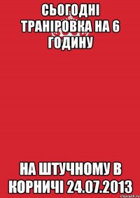 сьогодні траніровка на 6 годину на штучному в корничі 24.07.2013