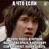 а что если в «поле чудес» в черном ящике два приза, и якубович сам выбирает, какой давать.