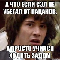 а что если сэл не убегал от пацанов, а просто учился ходить задом