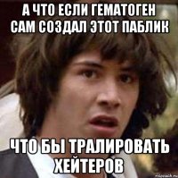 а что если гематоген сам создал этот паблик что бы тралировать хейтеров