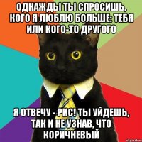 однажды ты спросишь, кого я люблю больше: тебя или кого-то другого я отвечу - рис! ты уйдешь, так и не узнав, что коричневый