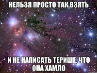 нельзя просто так взять и не написать терише, что она хамло