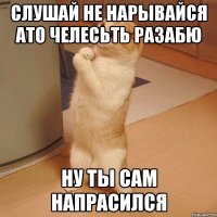 слушай не нарывайся ато челесьть разабю ну ты сам напрасился