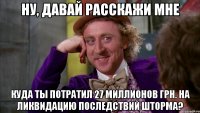 ну, давай расскажи мне куда ты потратил 27 миллионов грн. на ликвидацию последствий шторма?