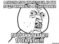 я люблю лето как человек, но как предприниматель я его ненавижу! продажи падают троекратно!!!