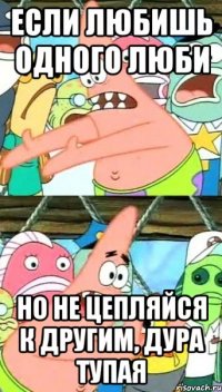 если любишь одного люби но не цепляйся к другим, дура тупая