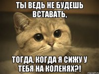 ты ведь не будешь вставать, тогда, когда я сижу у тебя на коленях?!