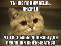 ты же понимаешь, андрей что все бабы должны для приличия выёбываться