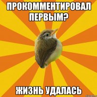 прокомментировал первым? жизнь удалась