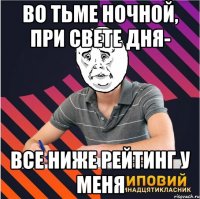 во тьме ночной, при свете дня- все ниже рейтинг у меня