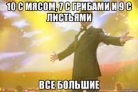 10 с мясом, 7 с грибами и 9 с листьями все большие