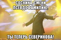 соскина, смени псевдофамилию, ты теперь северикова!